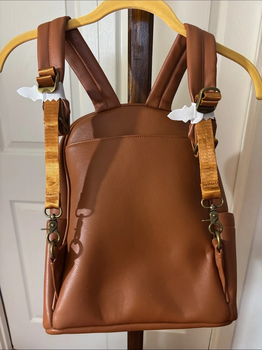 Bodomint Joni 2.0 Backpack in Camel Soft Vegan Leather Structured Silhouette NWT